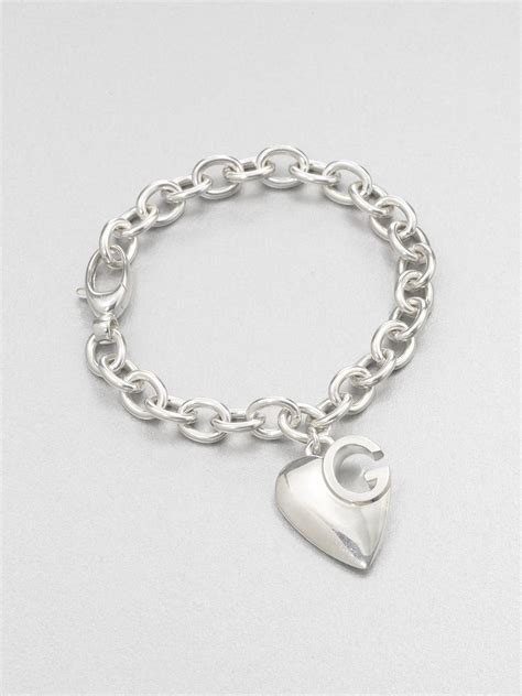 gucci bracelet silver heart|gucci sterling silver charm bracelet.